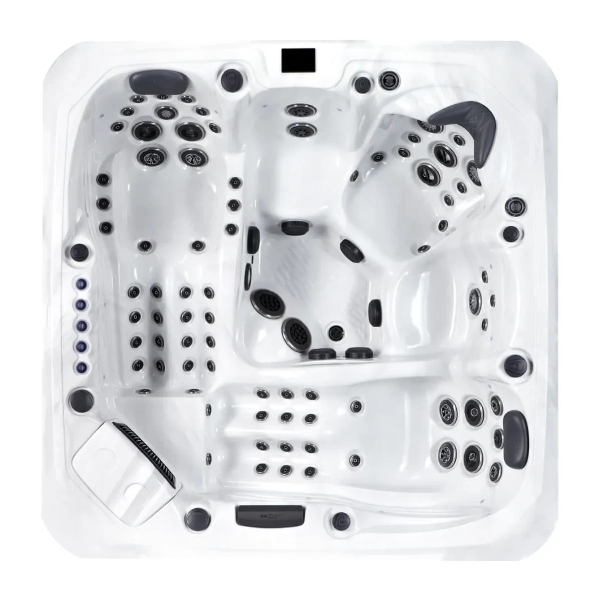 Platinum Spas Barcelona hot tub, overhead view filled with water