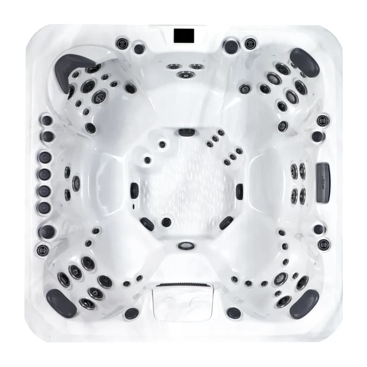 Platinum Spas Oslo hot tub, overhead view filled with water