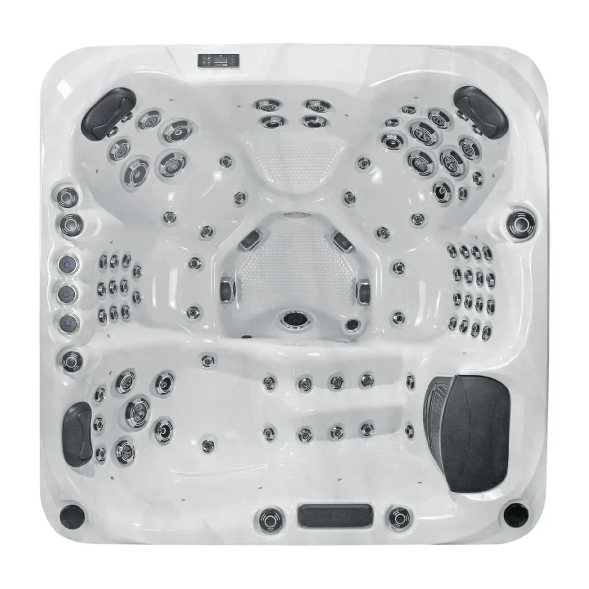 Platinum Spas Palma hot tub, overhead view filled with water