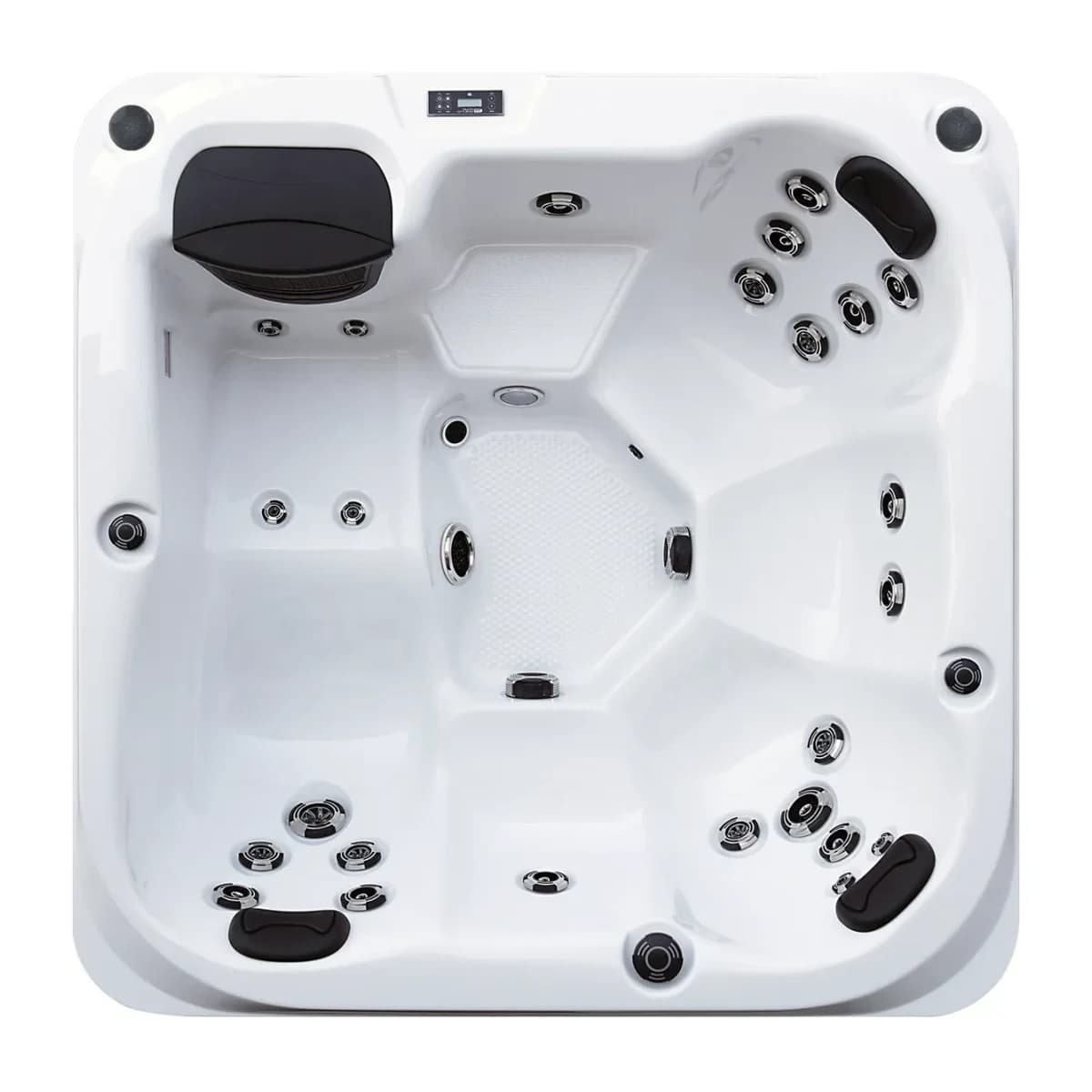 Platinum Spas Reims hot tub, overhead view filled with water