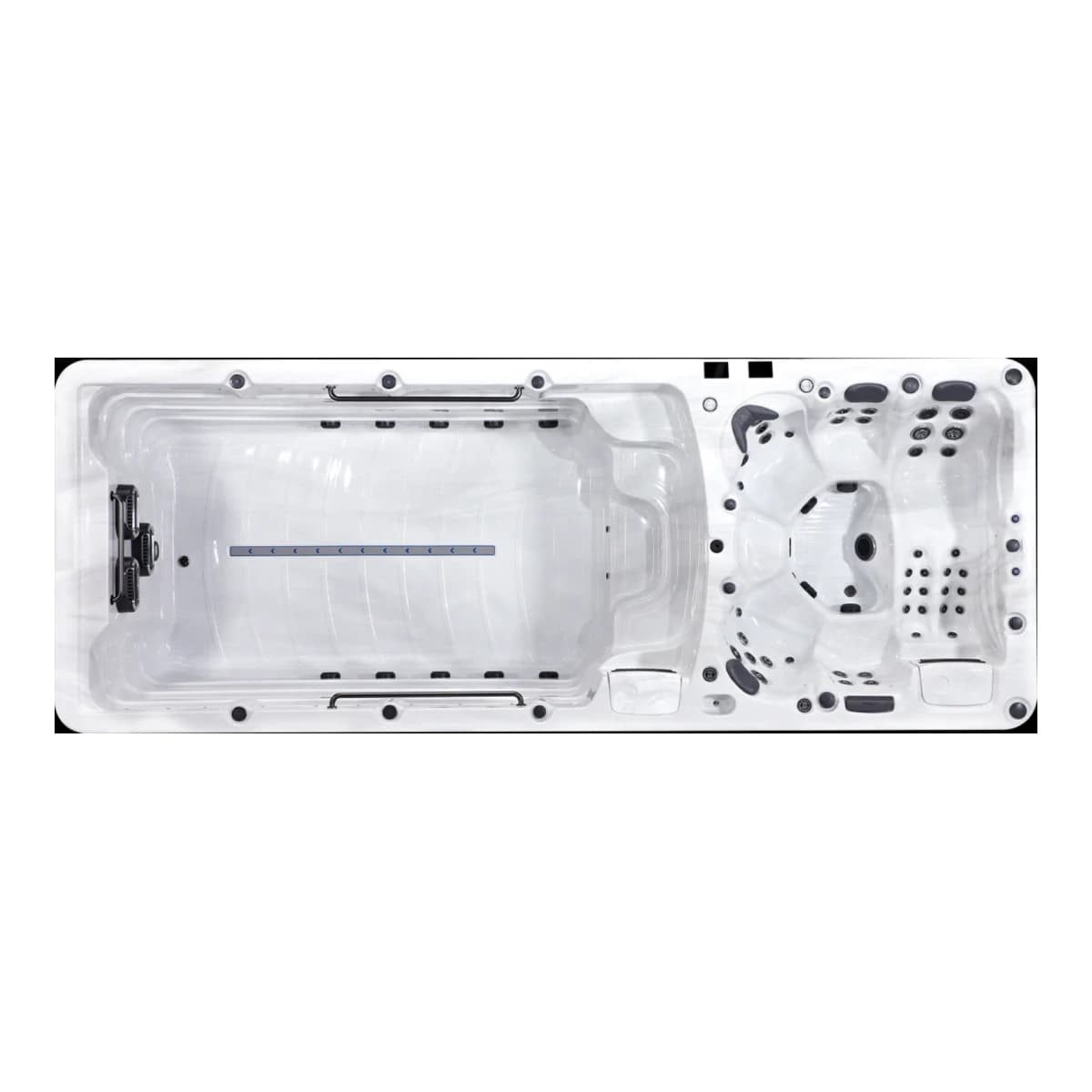 Platinum Spas Helios Swim Spa swim spa, overhead view filled with water