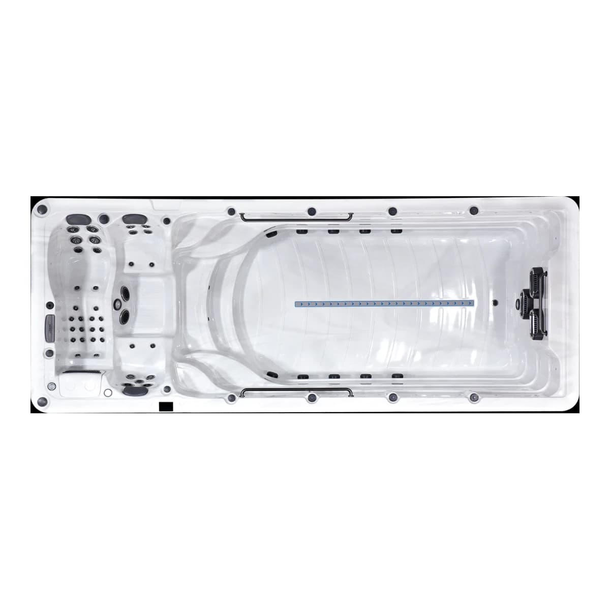 Platinum Spas Zelus Swim Spa swim spa, overhead view filled with water