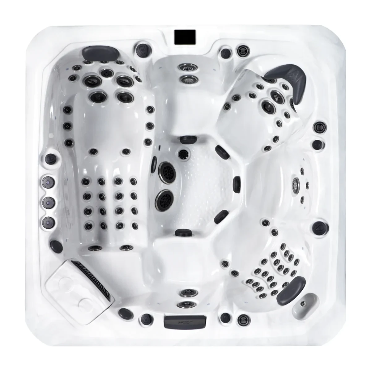 Platinum Spas Tokyo hot tub, overhead view filled with water