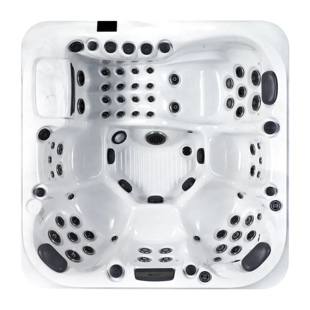Platinum Spas Florence hot tub, overhead view filled with water