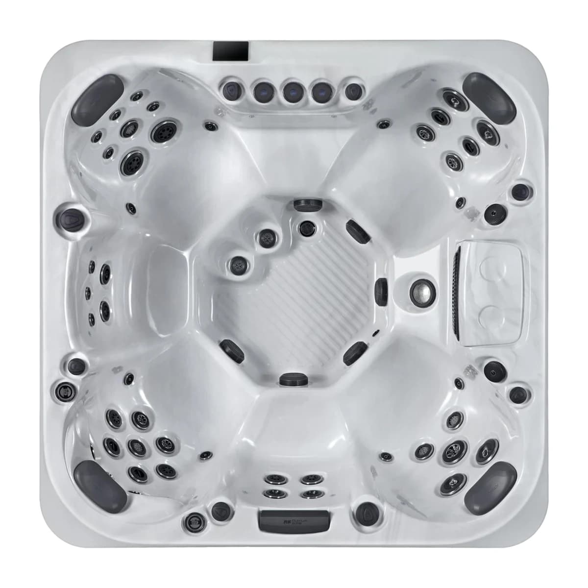 Platinum Spas Sicily hot tub, overhead view filled with water